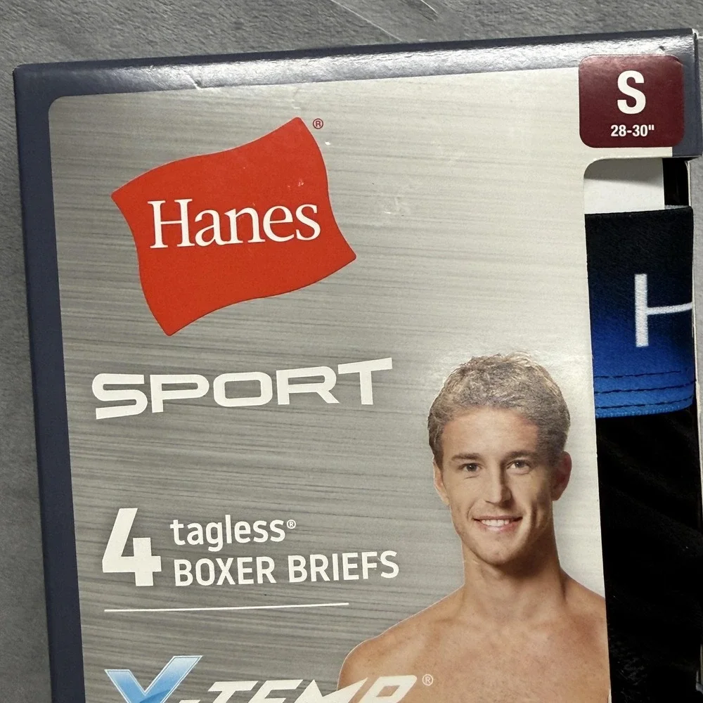 Hanes Sport Boxer Briefs Mens Small Multicolor X-Temp Air 4 Pack Tagless
